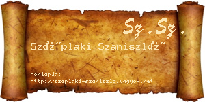 Széplaki Szaniszló névjegykártya
